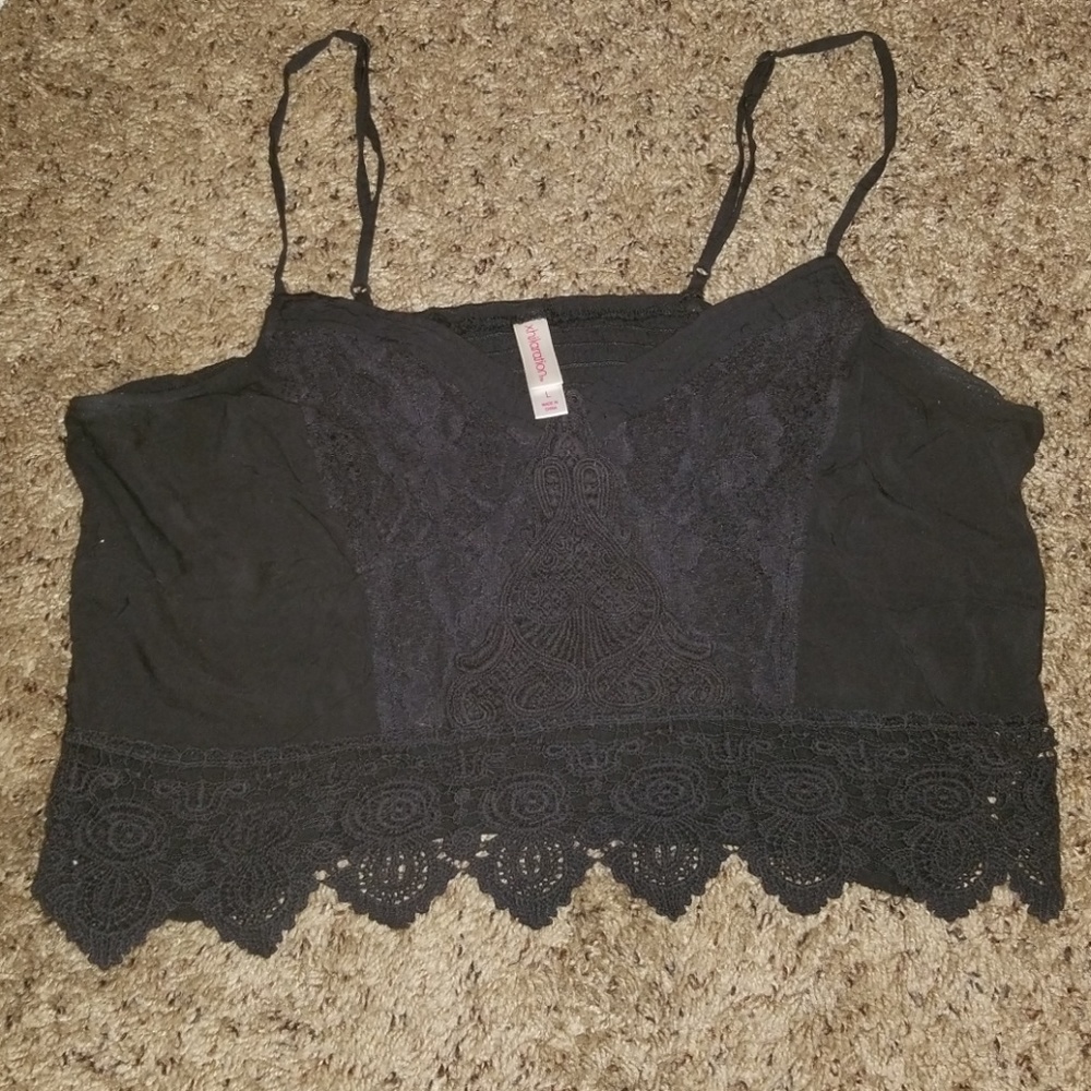Black lace crop top